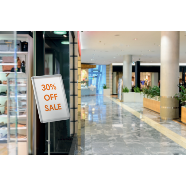 Pie Con Marco Publicitario A4 Nobo Plata