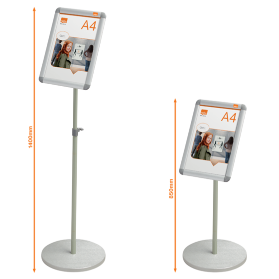 Pie Con Marco Publicitario A4 Nobo Plata