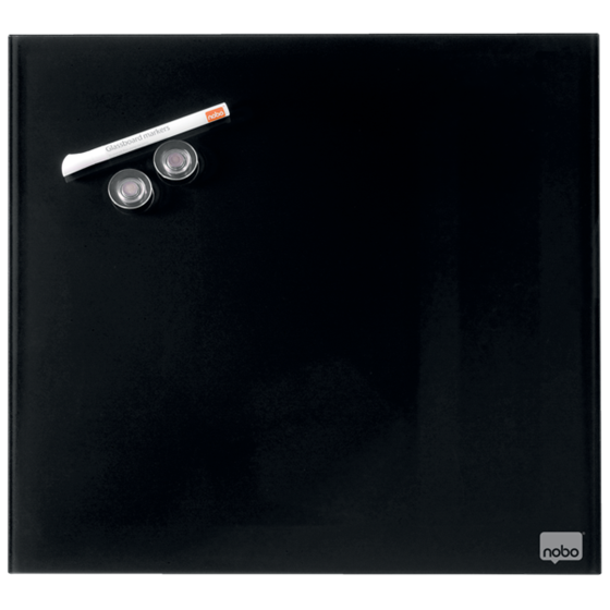 Pizarra Blanca De Cristal Magnético Pequeña Nobo 300X300 Mm Negro