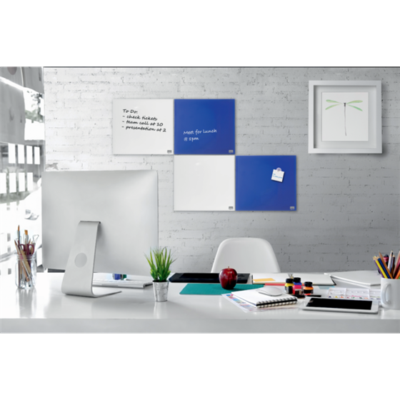 Pizarra Blanca De Cristal Magnético Pequeña Nobo 450X450 Mm Blanco Brillante