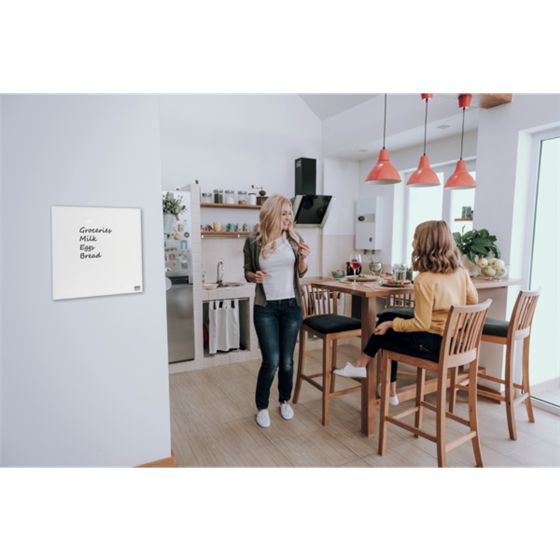 Pizarra Blanca De Cristal Magnético Pequeña Nobo 450X450 Mm Blanco Brillante