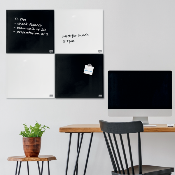 Pizarra Blanca De Cristal Magnético Pequeña Nobo 450X450 Mm Negro