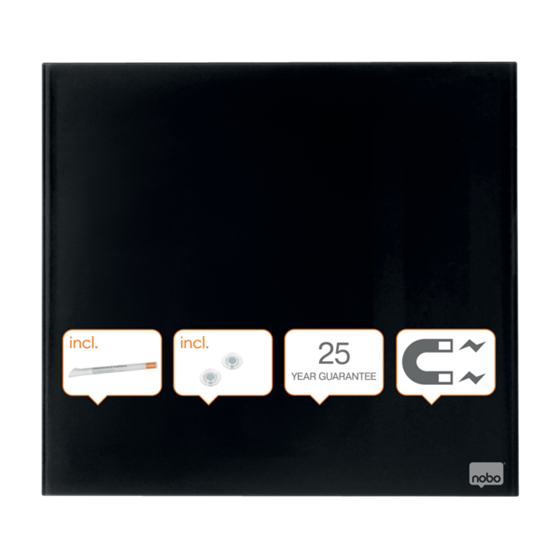 Pizarra Blanca De Cristal Magnético Pequeña Nobo 450X450 Mm Negro