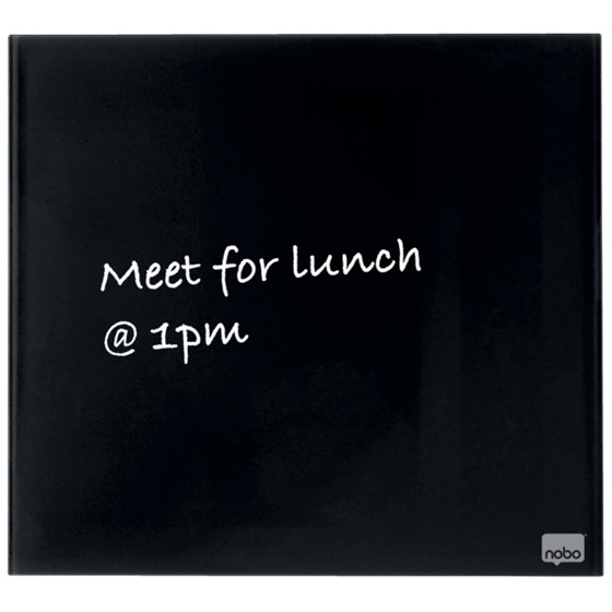 Pizarra Blanca De Cristal Magnético Pequeña Nobo 450X450 Mm Negro