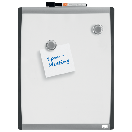 Pizarra Blanca Magnética Pequeña Con Marco Arqueado Nobo 280X335 Mm Transparente