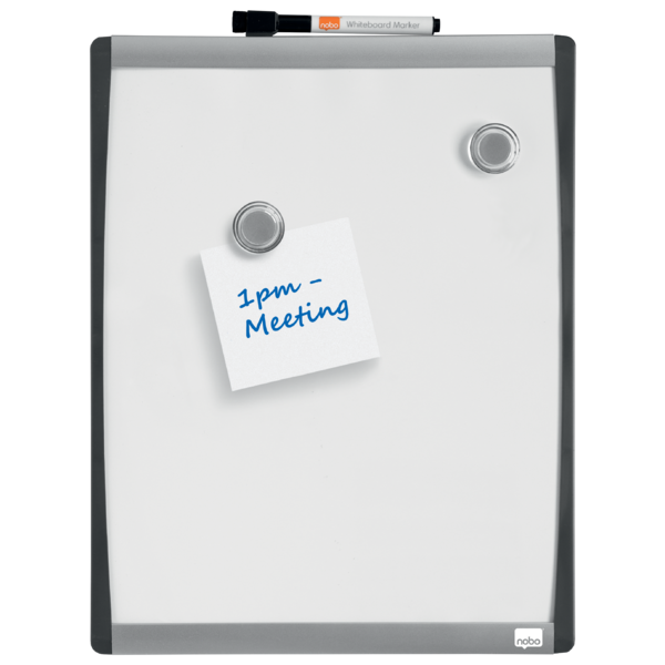 Pizarra Blanca Magnética Pequeña Con Marco Arqueado Nobo 280X335 Mm Transparente