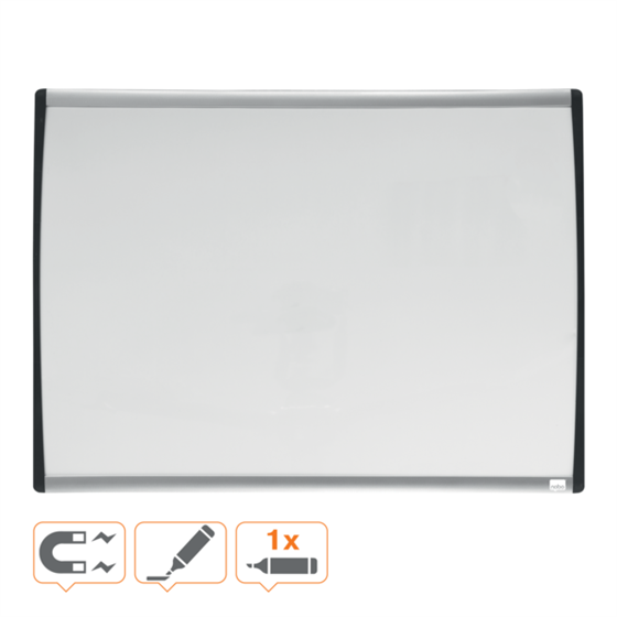 Pizarra Blanca Magnética Pequeña Con Marco Arqueado Nobo 585X430 Mm Gris