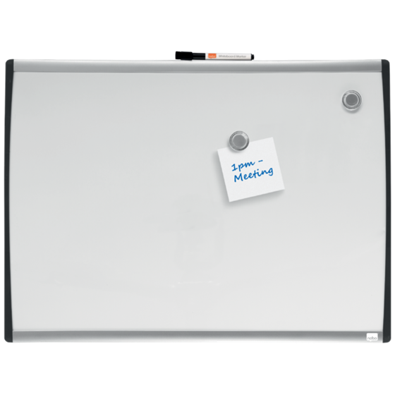 Pizarra Blanca Magnética Pequeña Con Marco Arqueado Nobo 585X430 Mm Gris