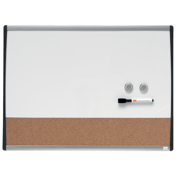 Pizarra Blanca Magnética Pequeña Con Tablero De Anuncios De Corcho Nobo 585X430Mm Blanco