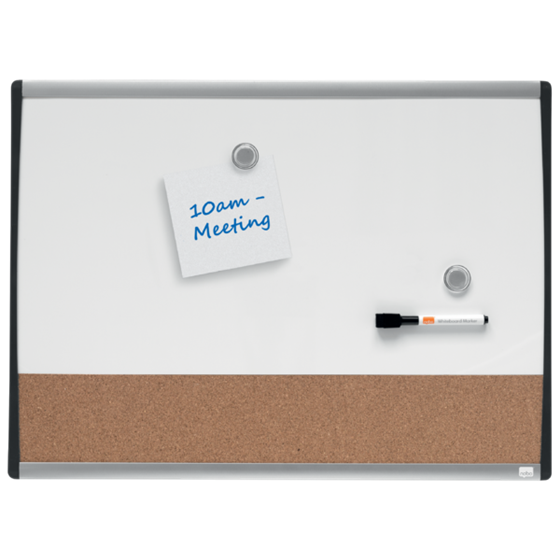 Pizarra Blanca Magnética Pequeña Con Tablero De Anuncios De Corcho Nobo 585X430Mm Blanco