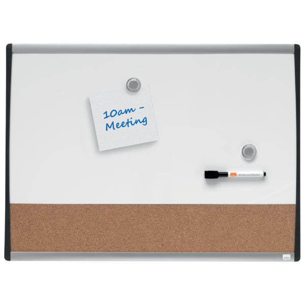 Pizarra Blanca Magnética Pequeña Con Tablero De Anuncios De Corcho Nobo 585X430Mm Blanco