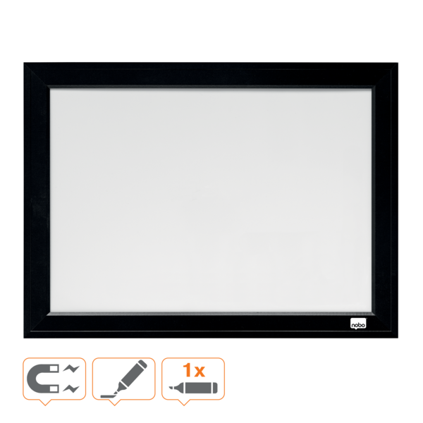 Pizarra Blanca Magnética Pequeña Nobo Con Marco Negro 585X430 Mm Negro