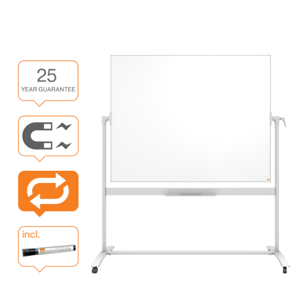 Pizarra Blanca Móvil De Esmalte Classic De Nobo, 1500 × 1200 Mm Blanco