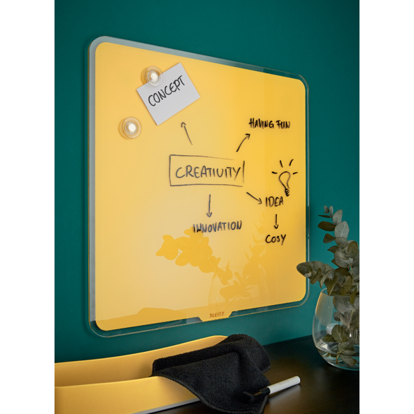 Pizarra De Cristal Magnético Leitz Cosy 450X450 Mm Amarillo Cálido