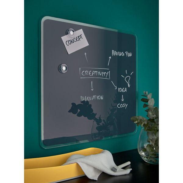 Pizarra De Cristal Magnético Leitz Cosy 450X450 Mm Gris Terciopelo