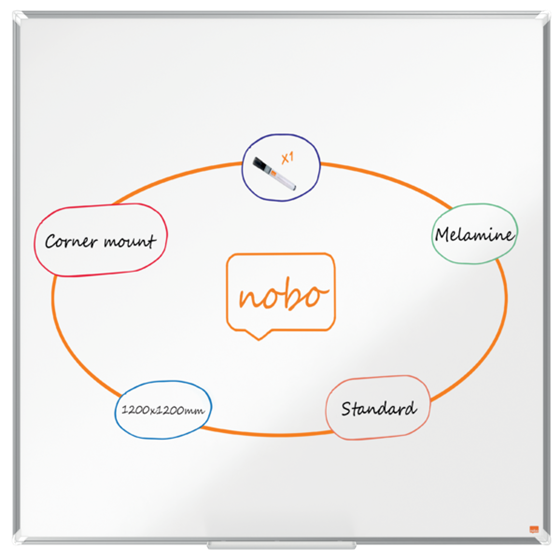 Pizarra De Melamina Nobo Premium Plus De 1200X1200Mm Blanco