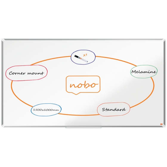 Pizarra De Melamina Nobo Premium Plus De 1500X1000Mm Blanco