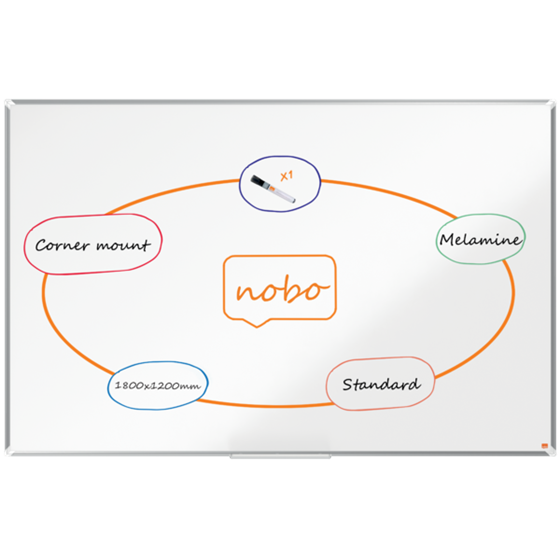 Pizarra De Melamina Nobo Premium Plus De 1800X1200Mm Blanco