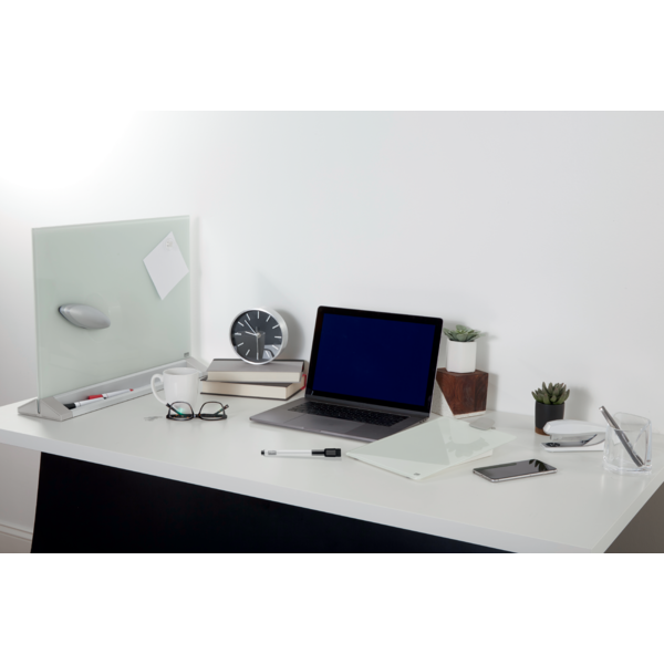 Pizarra De Sobremesa De Cristal Magnético De 600X430 Mm De Nobo Blanco Brillante