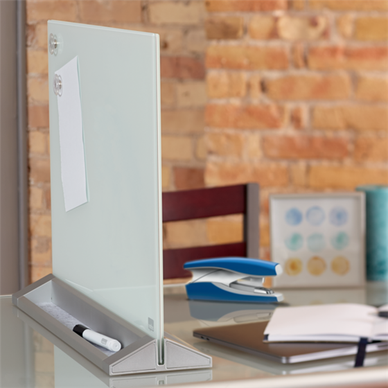 Pizarra De Sobremesa De Cristal Magnético De 600X430 Mm De Nobo Blanco Brillante