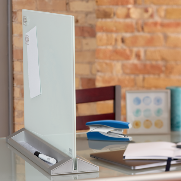 Pizarra De Sobremesa De Cristal Magnético De 600X430 Mm De Nobo Blanco Brillante
