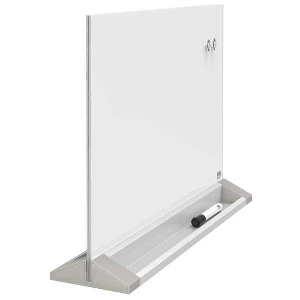 Pizarra De Sobremesa De Cristal Magnético De 600X430 Mm De Nobo Blanco Brillante