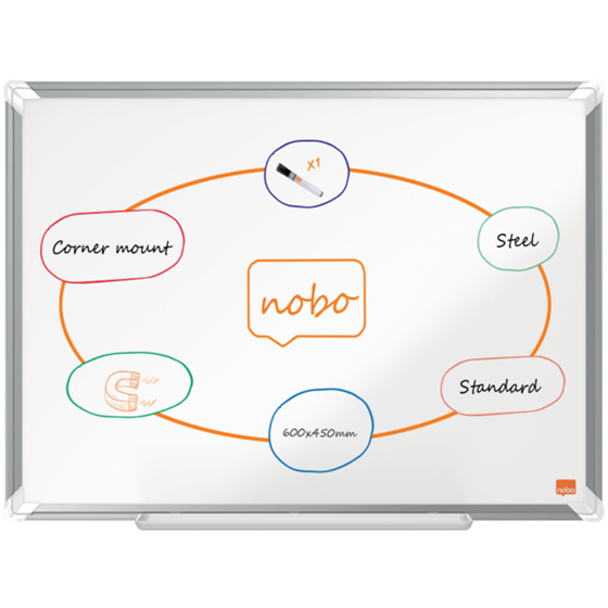 Pizarra Magnética De Acero Lacado Nobo Premium Plus De 600X450Mm Blanco