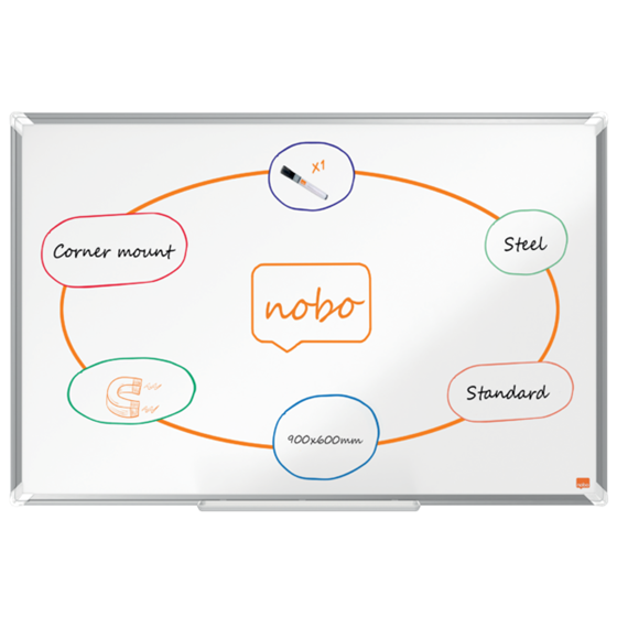 Pizarra Magnética De Acero Lacado Nobo Premium Plus De 900X600Mm Blanco