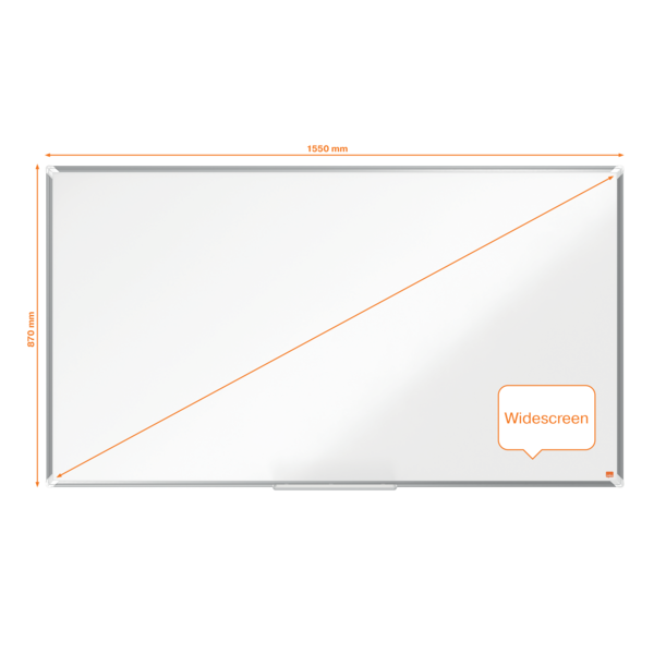 Pizarra Magnética De Acero Vitrificado De Formato Panorámico Nobo Premium Plus De 1550X870Mm Blanco
