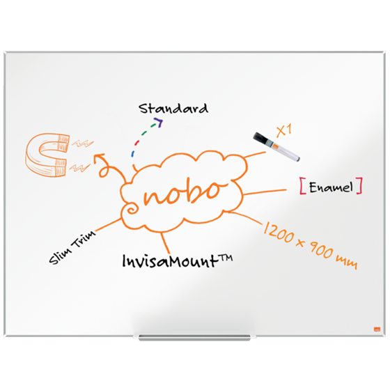 Pizarra Magnética De Acero Vitrificado Nobo Impression Pro De 1200X900 Mm Blanco