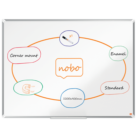Pizarra Magnética De Acero Vitrificado Nobo Premium Plus De 1200X900Mm Blanco