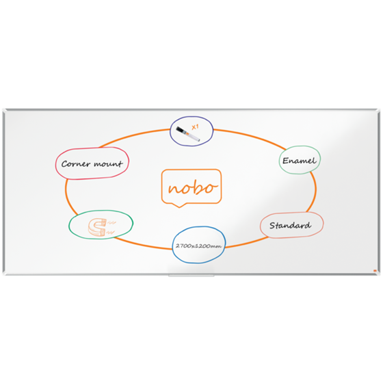 Pizarra Magnética De Acero Vitrificado Nobo Premium Plus De 2700X1200Mm Blanco