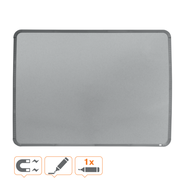 Pizarra Magnética Pequeña Nobo Con Marco Plateado Slim 580X430 Mm Plata