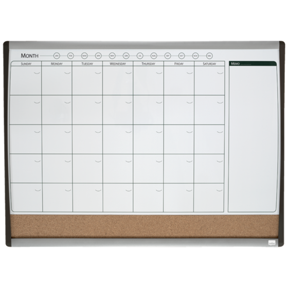 Planificador De Pizarra Magnética Pequeña Nobo Con Tablero De Anuncios De Corcho 585X430 Mm Blanco