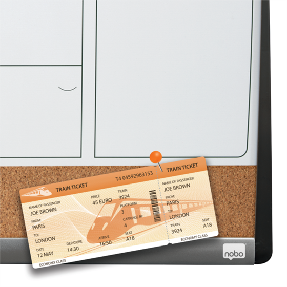 Planificador De Pizarra Magnética Pequeña Nobo Con Tablero De Anuncios De Corcho 585X430 Mm Blanco