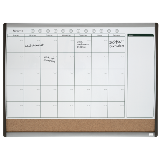 Planificador De Pizarra Magnética Pequeña Nobo Con Tablero De Anuncios De Corcho 585X430 Mm Blanco