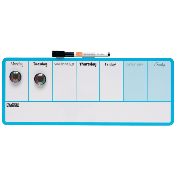 Planificador Semanal De Pizarra Magnética Mini De Nobo 360X140 Mm Azul