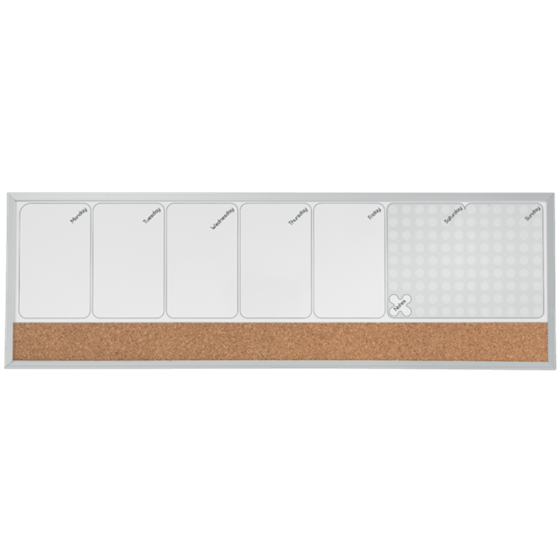 Planificador Semanal De Pizarra Magnética Pequeña De 585X190 Mm De Nobo Gris