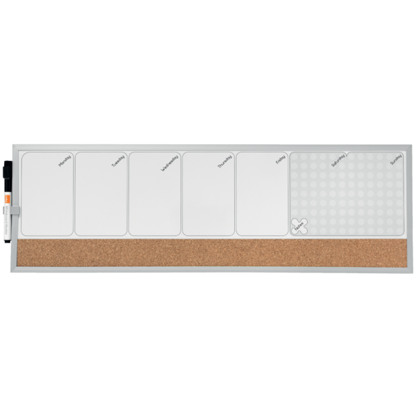 Planificador Semanal De Pizarra Magnética Pequeña De 585X190 Mm De Nobo Gris