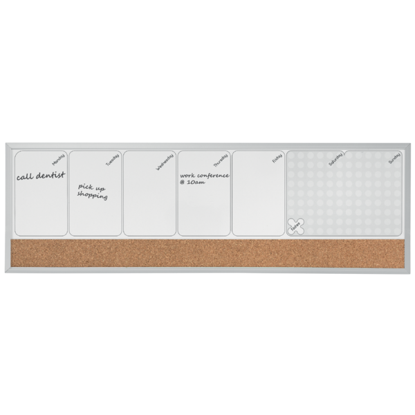 Planificador Semanal De Pizarra Magnética Pequeña De 585X190 Mm De Nobo Gris