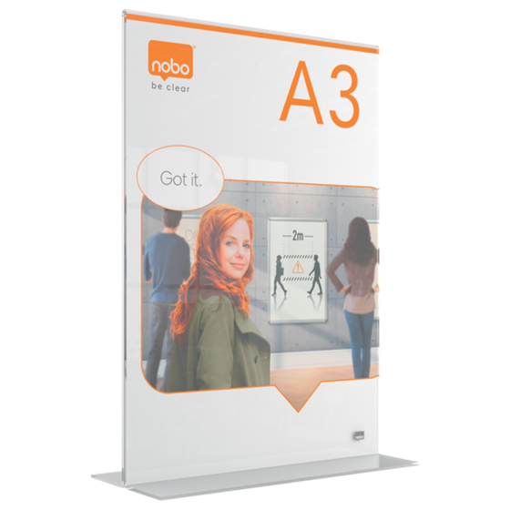 Porta Póster Acrílico Transparente De Sobremesa, A3 Transparente