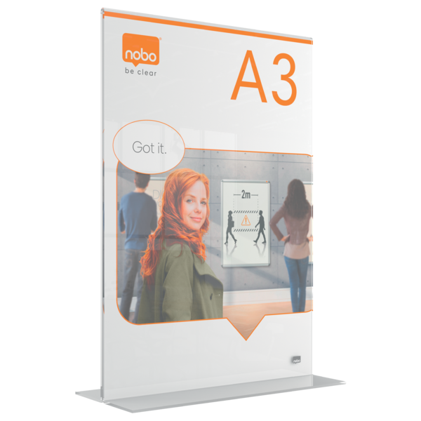 Porta Póster Acrílico Transparente De Sobremesa, A3 Transparente