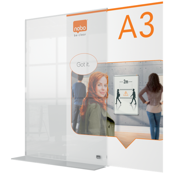 Porta Póster Acrílico Transparente De Sobremesa, A3 Transparente