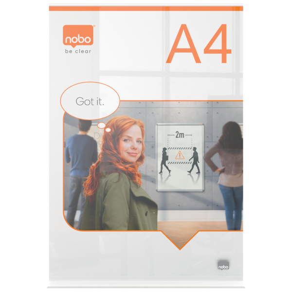 Porta Póster Acrílico Transparente De Sobremesa, A4 Transparente