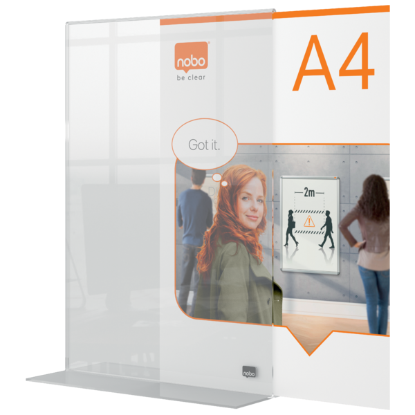 Porta Póster Acrílico Transparente De Sobremesa, A4 Transparente