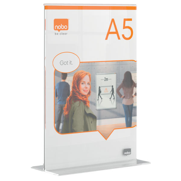 Porta Póster Acrílico Transparente De Sobremesa, A5 Transparente