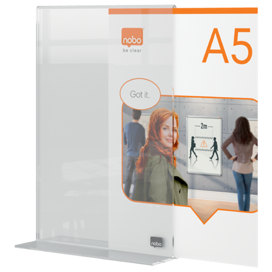 Porta Póster Acrílico Transparente De Sobremesa, A5 Transparente