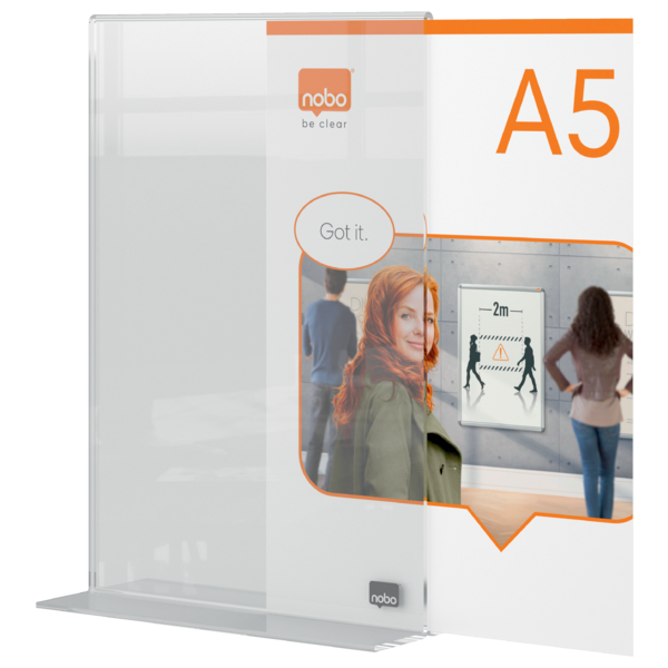 Porta Póster Acrílico Transparente De Sobremesa, A5 Transparente