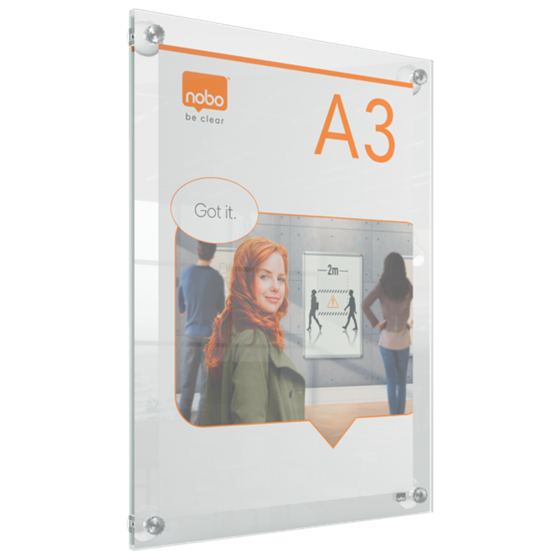 Porta Póster Acrílico Transparente Mural Removible, A3 Transparente