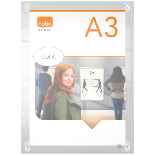 Porta Póster Acrílico Transparente Mural Removible, A3 Transparente